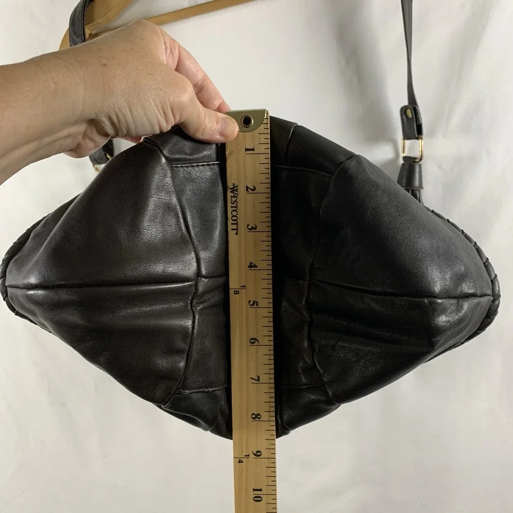 VTG 90s Carlo Amboldi Womens Leather Hobo Bag Shoulder Purse Brown Italy Slouchy